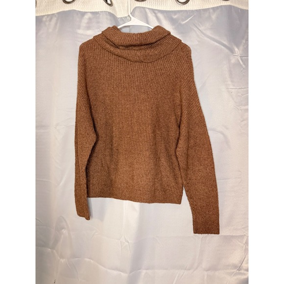 YES LOLA Brown Cowl Neck Chunky Knit Button Accent Sweater Size L - Picture 8 of 9